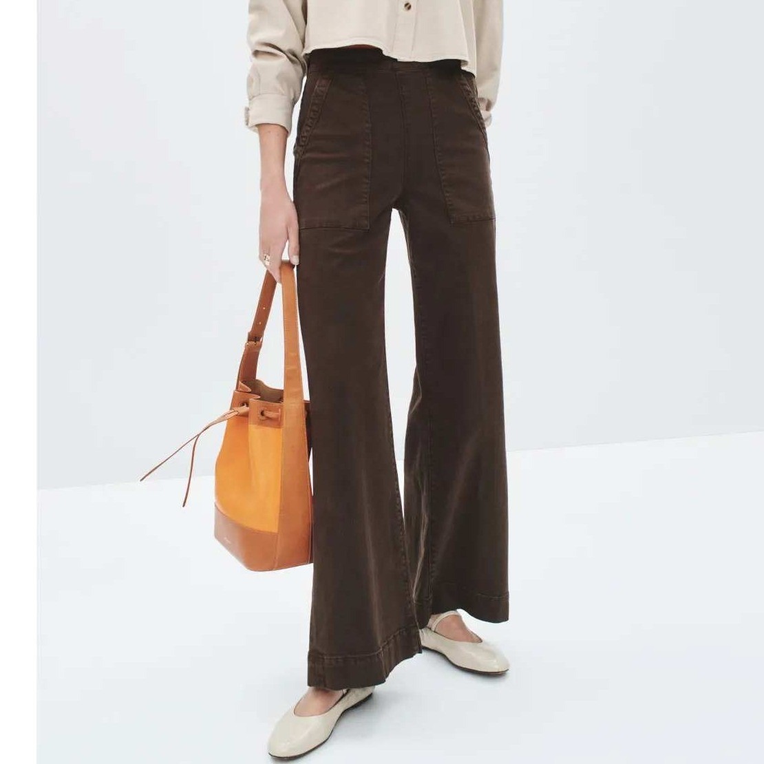 Joe's Jeans Side Zip Wide Leg Pants Brown High Rise Trousers Women Sz 29